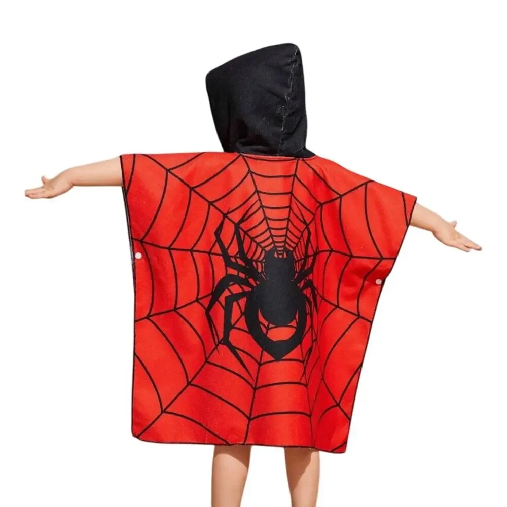 Boy Spider Printed Hooded Swim Cover-Up in Red, Size 5Y